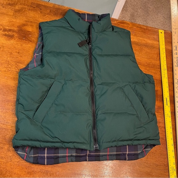 Eddie Bauer Men’s goose down puffer bomber best hunter green plaid size medium - Picture 1 of 10